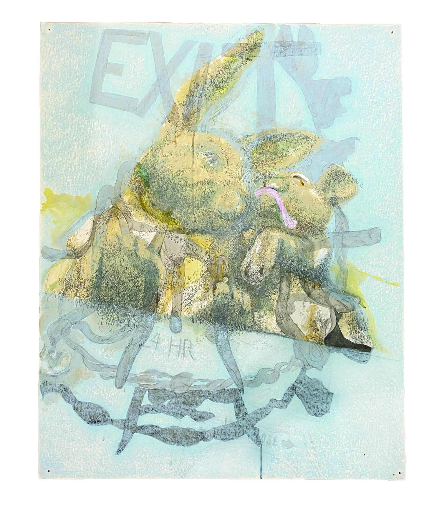 Fía Benitez, Double; Ledge, 2020. Graphite, chalk, watercolor on matboard, 42 × 30 in.