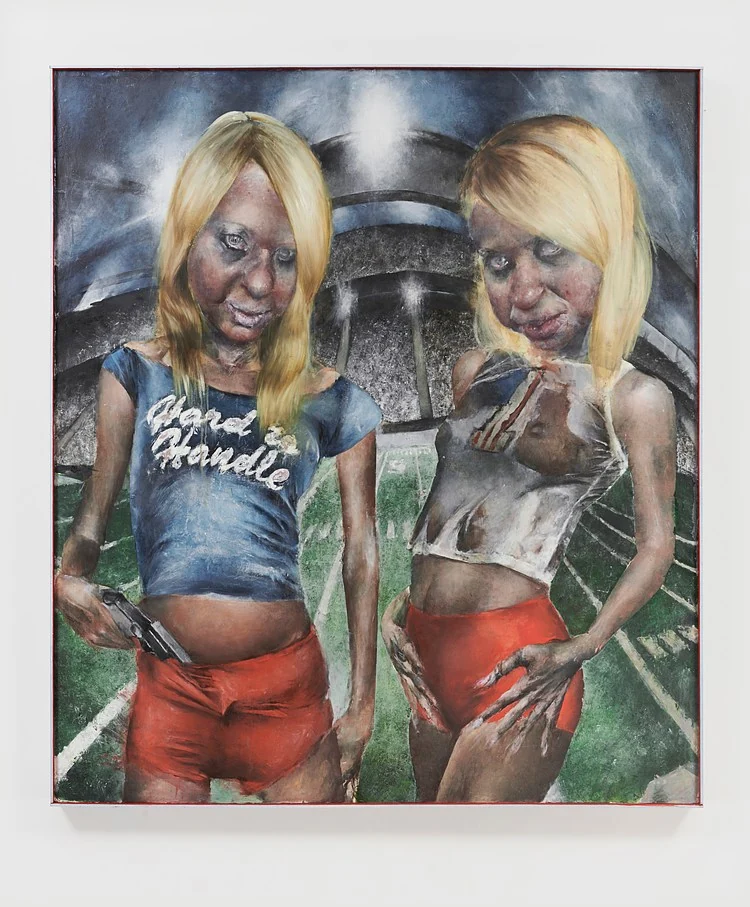 Catherine Mulligan, Blondes, oil on panel with custom frame, 2023